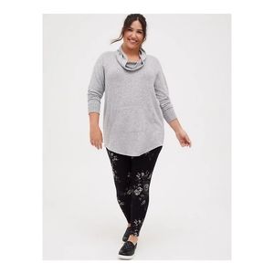Torrid Women's Super Soft Plush Cowl Neck Raglan Tunic Sweatshirt Women’s 2 Gray
